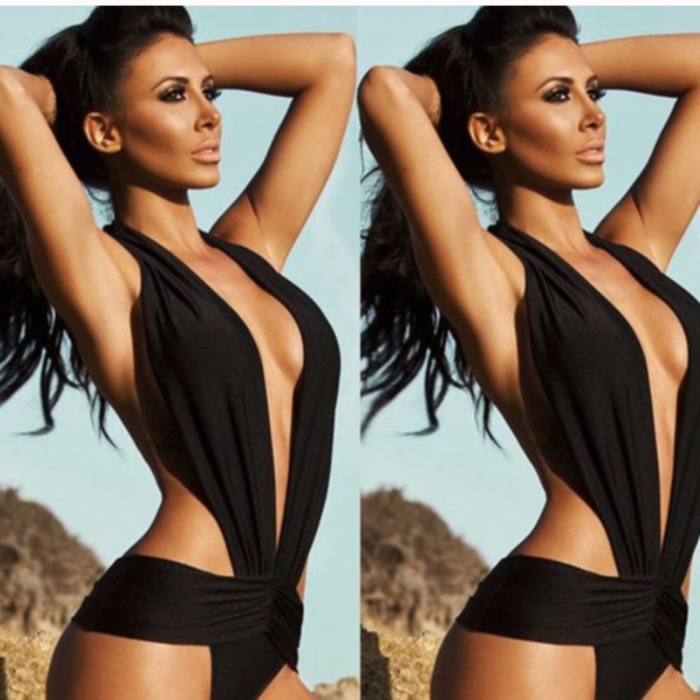 Gorgeous Black V Neck Swimsuit - Picture 5 of 5